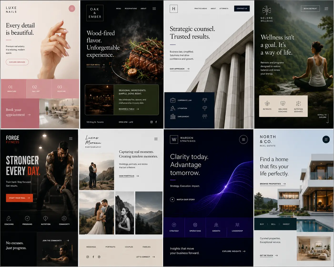 Additional premium website design examples for local business categories